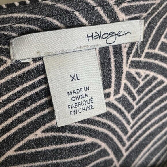 Halogen XL Sleeveless Romper Black White Geometric Print One Piece Chic Pockets - Picture 4 of 7